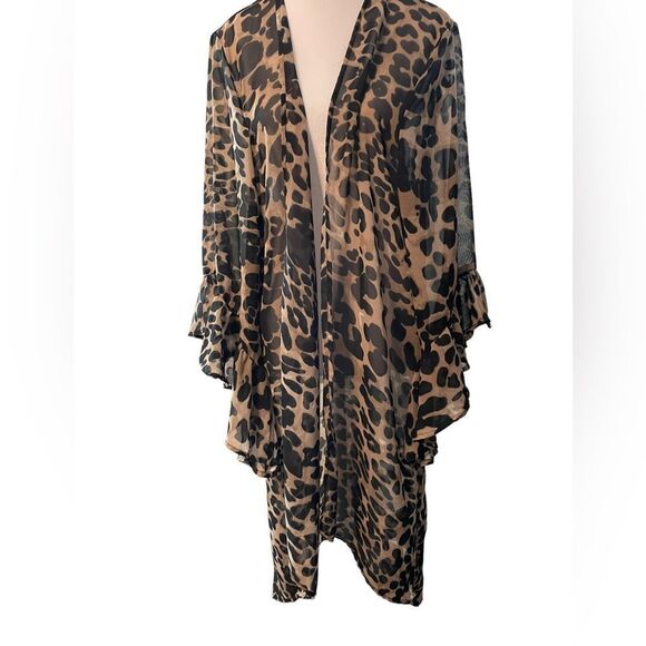 SHEER ANIMAL PRINT HI-LO JACKET, XL - Picture 2 of 9